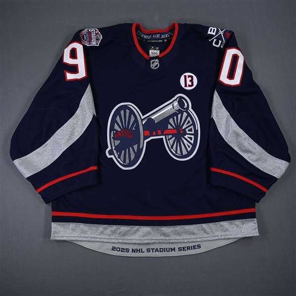 Elvis Merzlikins - Navy Photo Shoot-Worn Jersey - 2025 Stadium Series