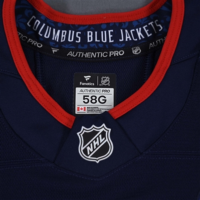 Elvis Merzlikins - Navy Photo Shoot-Worn Jersey - 2025 Stadium Series