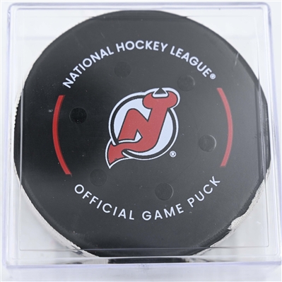 Matvei Michkov - Philadelphia Flyers - Goal Puck - January 18, 2025 vs. New Jersey Devils (Devils Logo)