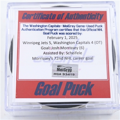 Josh Morrissey - Winnipeg Jets - Goal Puck - February 1, 2025 vs. Washington Capitals (Capitals 50th Anniversary Logo)