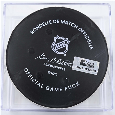 Stefan Noesen - New Jersey Devils - Goal Puck - January 22, 2025 vs. Boston Bruins (Devils Logo)
