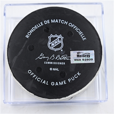 Stefan Noesen - New Jersey Devils - Goal Puck - February 23, 2025 vs. Nashville Predators (Predators Logo)