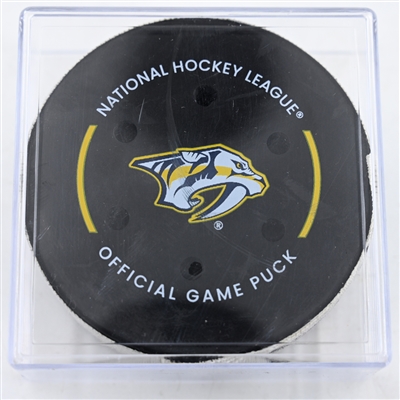 Tommy Novak - Nashville Predators - Goal Puck - February 8, 2025 vs. Buffalo Sabres (Predators Logo)