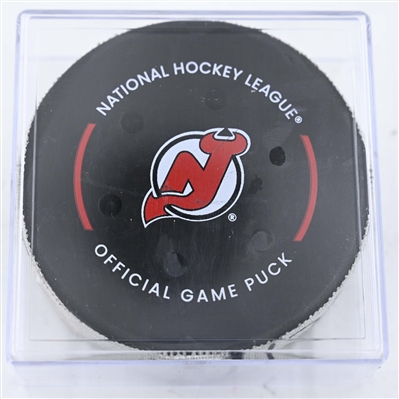 Ondrej Palat - New Jersey Devils - Goal Puck - February 6, 2025 vs. Vegas Golden Knights (Devils Logo)