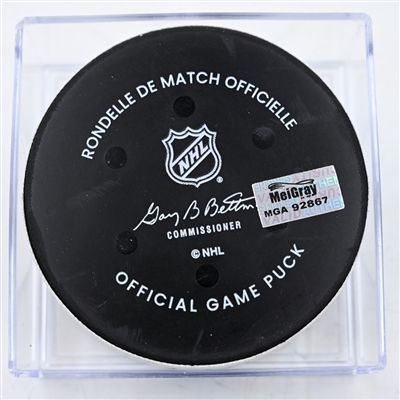 Shane Pinto - Ottawa Senators - Goal Puck - March 3, 2025 vs. Washington Capitals (Capitals' 50th Anniversary Logo)
