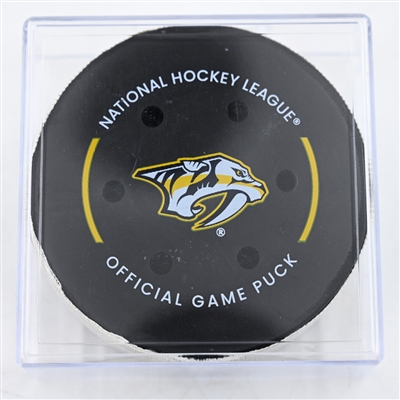 Neal Pionk - Winnipeg Jets - Goal Puck - February 27, 2025 vs. Nashville Predators (Predators Logo)