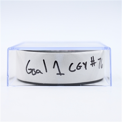 Martin Pospisil - Calgary Flames - Goal Puck - February 25, 2025 vs. Washington Capitals (Capitals' 50th Anniversary Logo)