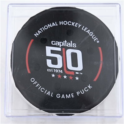 Aliaksei Protas - Washington Capitals - Goal Puck - January 18, 2025 vs. Pittsburgh Penguins (Capitals' 50th Anniversary Logo)