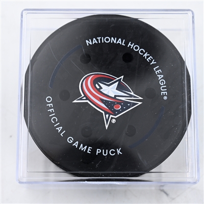 Ivan Provorov - Columbus Blue Jackets - Goal Puck - February 26, 2025 vs. Dallas Stars (Blue Jackets Logo)