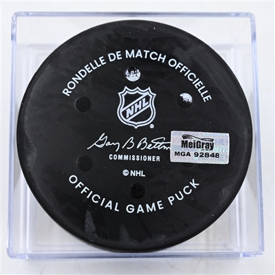 James van Riemsdyk - Columbus Blue Jackets - Goal Puck - February 26, 2025 vs. Dallas Stars (Blue Jackets Logo)