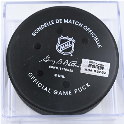 James van Riemsdyk - Columbus Blue Jackets - Goal Puck - January 16, 2025 vs. San Jose Sharks (Blue Jackets Logo)