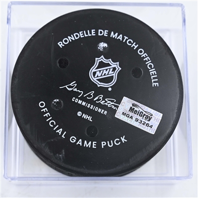 James van Riemsdyk - Columbus Blue Jackets - Goal Puck - January 16, 2025 vs. San Jose Sharks (Blue Jackets Logo)