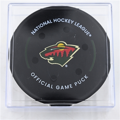 Marco Rossi - Minnesota Wild - Goal Puck - February 25, 2025 vs. Detroit Red Wings (Wild Logo)