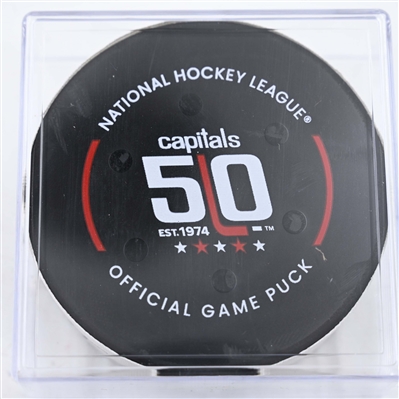Bryan Rust - Pittsburgh Penguins - Goal Puck - January 18, 2025 vs. Washington Capitals (Capitals' 50th Anniversary Logo)