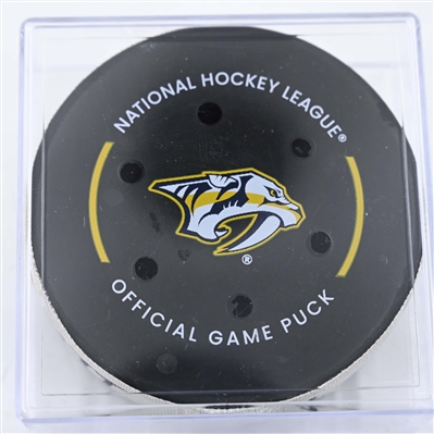 Jake Sanderson - Ottawa Senators - Goal Puck - February 3, 2025 vs. Nashville Predators (Predators Logo)