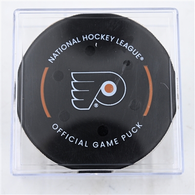 Yegor Sharangovich - Calgary Flames - Goal Puck - March 4, 2025 vs. Philadelphia Flyers (Flyers Logo)