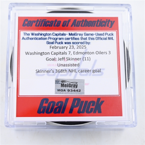 Jeff Skinner - Edmonton Oilers - Goal Puck - February 23, 2025 vs. Washington Capitals (Capitals 50th Anniversary Logo)