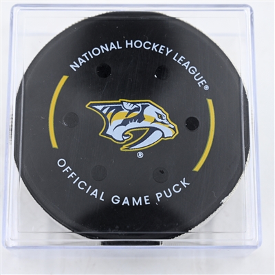 Brady Skjei - Nashville Predators - Goal Puck - February 8, 2025 vs. Buffalo Sabres (Predators Logo)