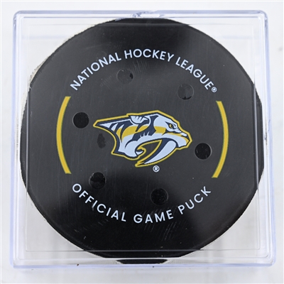 Brady Skjei - Nashville Predators - Goal Puck - February 8, 2025 vs. Buffalo Sabres (Predators Logo)