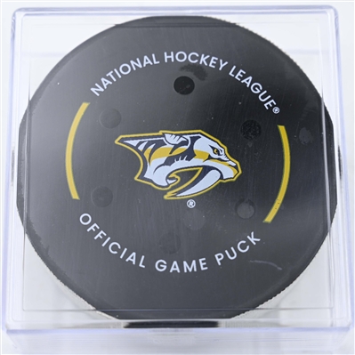 Brady Skjei - Nashville Predators - Goal Puck - January 18, 2025 vs. Minnesota Wild (Predators Logo)