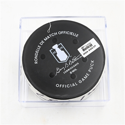 Andrei Svechnikov - Carolina Hurricanes - Goal Puck - April 27, 2025 vs. New Jersey Devils - 2025 Stanley Cup Playoffs - Round 1, Game 4 - 2nd Goal of Hat Trick (Devils Logo)