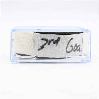 Andrei Svechnikov - Carolina Hurricanes - Goal Puck - April 27, 2025 vs. New Jersey Devils - 2025 Stanley Cup Playoffs - Round 1, Game 4 - 2nd Goal of Hat Trick (Devils Logo)