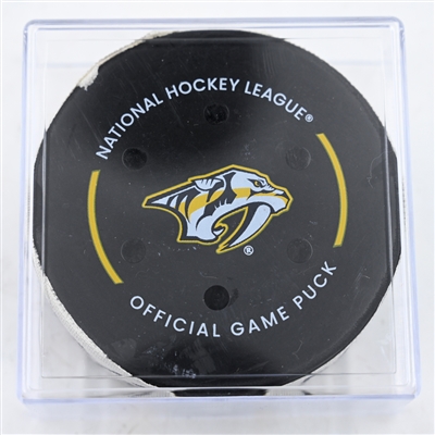 Tomas Tatar - New Jersey Devils - Goal Puck - February 23, 2025 vs. Nashville Predators (Predators Logo)