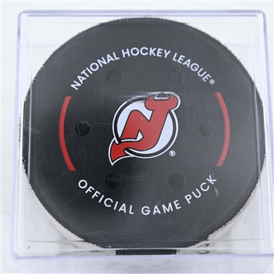 Shea Theodore - Vegas Golden Knights - Goal Puck - February 6, 2025 vs. New Jersey Devils (Devils Logo)