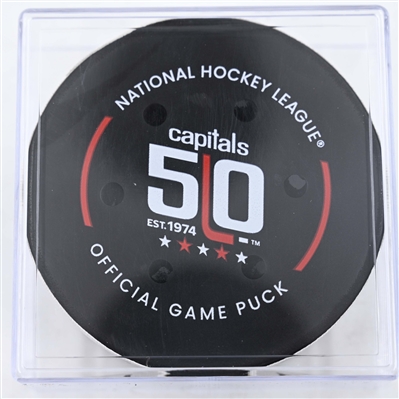 Matthew Tkachuk - Florida Panthers - Goal Puck - February 4, 2025 vs. Washington Capitals (Capitals' 50th Anniversary Logo)