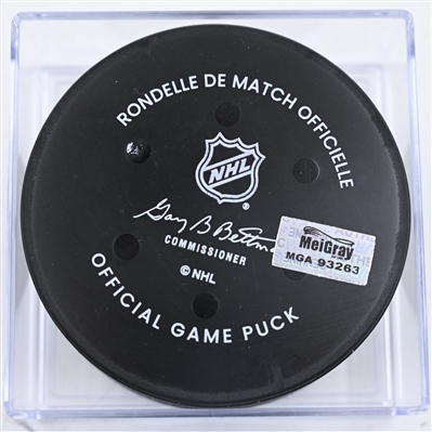 Tyler Toffoli - San Jose Sharks - Goal Puck - January 16, 2025 vs. Columbus Blue Jackets (Blue Jackets Logo)