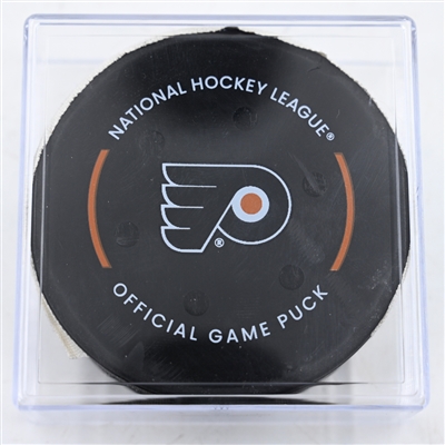 Philip Tomasino - Pittsburgh Penguins - Goal Puck - February 25, 2025 vs. Philadelphia Flyers (Flyers Logo)