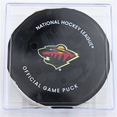 Yakov Trenin - Minnesota Wild - Goal Puck - February 8, 2025 vs. New York Islanders (Wild Logo)