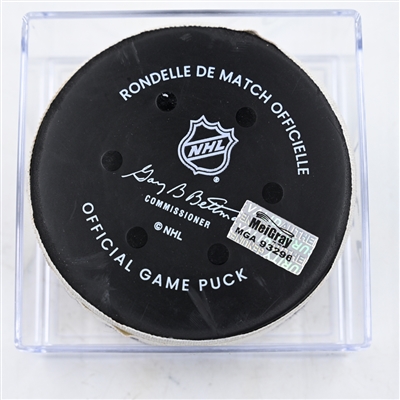 Mackenzie Weegar - Calgary Flames - Goal Puck - March 4, 2025 vs. Philadelphia Flyers (Flyers Logo)