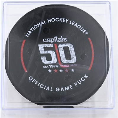 Tom Wilson - Washington Capitals - Goal Puck - February 1, 2025 vs. Winnipeg Jets (Capitals' 50th Anniversary Logo)