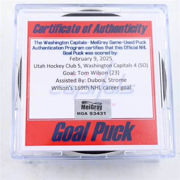 Tom Wilson - Washington Capitals - Goal Puck - February 9, 2025 vs. Utah Hockey Club (Capitals 50th Anniversary Logo)