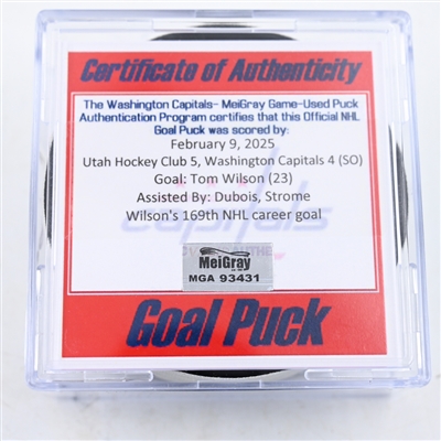 Tom Wilson - Washington Capitals - Goal Puck - February 9, 2025 vs. Utah Hockey Club (Capitals 50th Anniversary Logo)