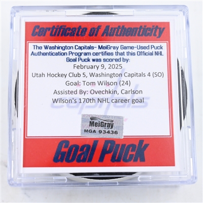 Tom Wilson - Washington Capitals - Goal Puck - February 9, 2025 vs. Utah Hockey Club (Capitals 50th Anniversary Logo)