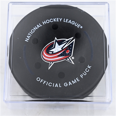 Mika Zibanejad - New York Rangers - Goal Puck - February 8, 2025 vs. Columbus Blue Jackets (Blue Jackets Logo)