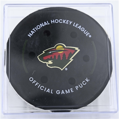 Mats Zuccarello - Minnesota Wild - Goal Puck - January 25, 2025 vs. Calgary Flames (Wild Logo)