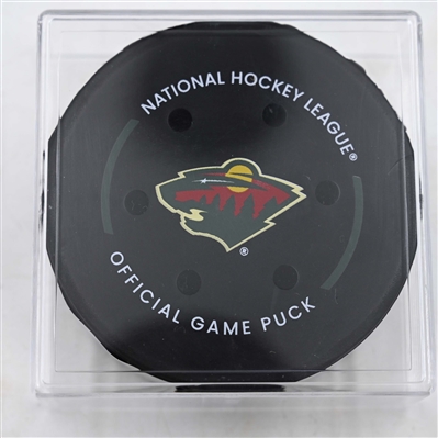 Matt Boldy - Minnesota Wild - Goal Puck - April 24, 2025 vs. Vegas Golden Knights - 2025 Stanley Cup Playoffs, Round 1, Game 3 (Wild Logo)