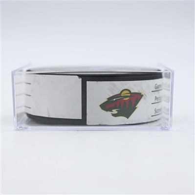 Matt Boldy - Minnesota Wild - Goal Puck - April 24, 2025 vs. Vegas Golden Knights - 2025 Stanley Cup Playoffs, Round 1, Game 3 (Wild Logo)
