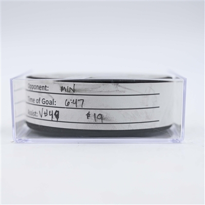 Shea Theodore - Vegas Golden Knights - Goal Puck - April 26, 2025 vs. Minnesota Wild - 2025 Stanley Cup Playoffs, Round 1, Game 4 (Wild Logo)