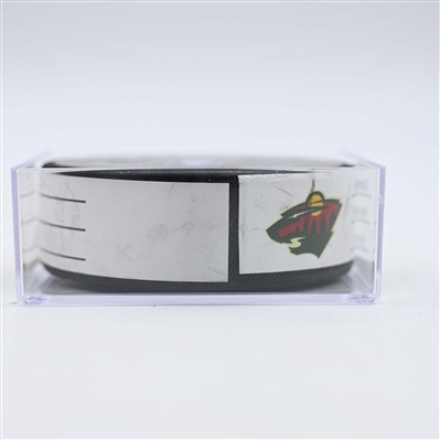 Shea Theodore - Vegas Golden Knights - Goal Puck - April 26, 2025 vs. Minnesota Wild - 2025 Stanley Cup Playoffs, Round 1, Game 4 (Wild Logo)