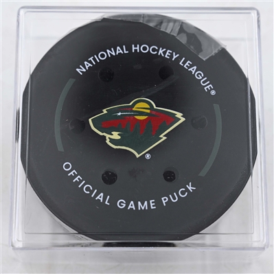 Jared Spurgeon - Minnesota Wild - Goal Puck - April 26, 2025 vs. Vegas Golden Knights - 2025 Stanley Cup Playoffs, Round 1, Game 4 (Wild Logo)