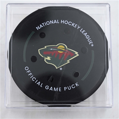 Mark Stone - Vegas Golden Knights - Goal Puck - May 1, 2025 vs. Minnesota Wild - 2025 Stanley Cup Playoffs, Round 1, Game 6 (Wild Logo)