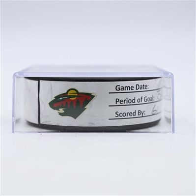 Mark Stone - Vegas Golden Knights - Goal Puck - May 1, 2025 vs. Minnesota Wild - 2025 Stanley Cup Playoffs, Round 1, Game 6 (Wild Logo)