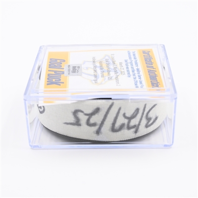 Dylan Holloway - St. Louis Blues - Goal Puck - March 27, 2025 vs. Nashville Predators (Predators Logo)