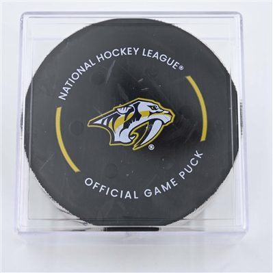 Ryan O'Reilly - Nashville Predators - Goal Puck - April 14, 2025 vs. Utah Hockey Club (Predators Logo)