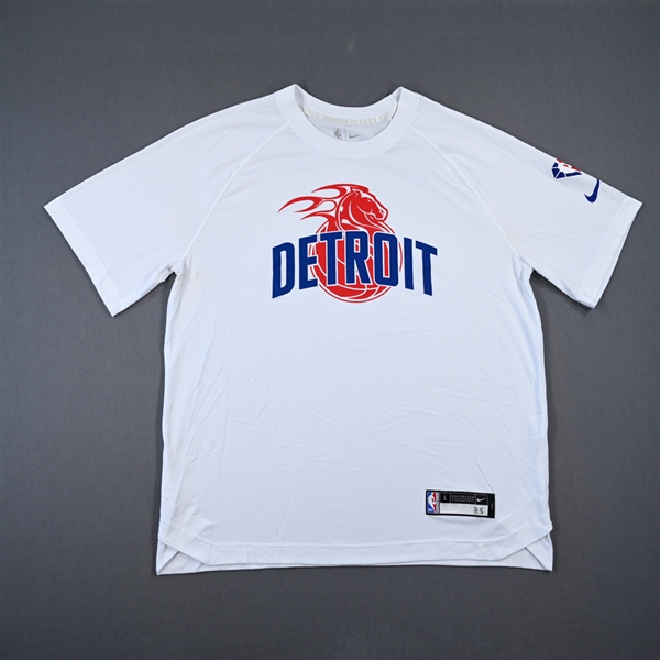 Marvin Bagley III - Detroit Pistons - Game-Issued City Edition Short-Sleeved Shooting Shirt  - 2021-22 NBA Season