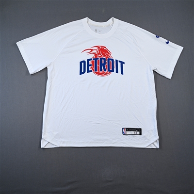 Luka Garza - Detroit Pistons - Game-Issued City Edition Short-Sleeved Shooting Shirt  - 2021-22 NBA Season